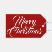 Vrolijk kerstrood cadeaulabel (Voorkant (Horizontaal))