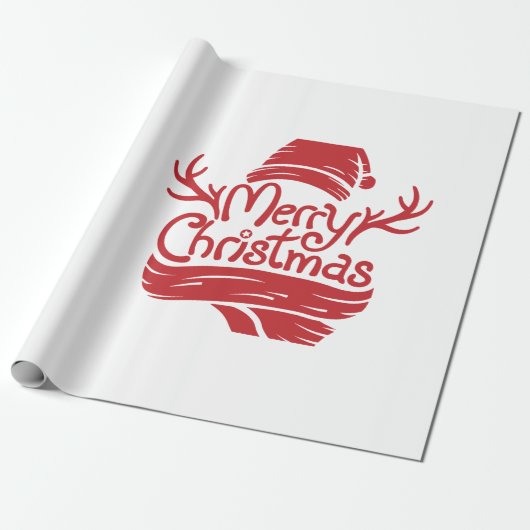 Vrolijk kerstrood cadeaupapier (Uitgerold)