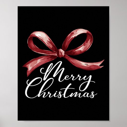 Vrolijk Kerstrood Coquette Boog Vrolijk en Helder Poster (Voorkant)