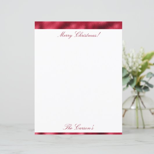Vrolijk kerstrood elegant metallisch Briefpapier (Staand voorkant)