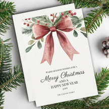 Vrolijk Kerstrood Elegante Waterverf Bow