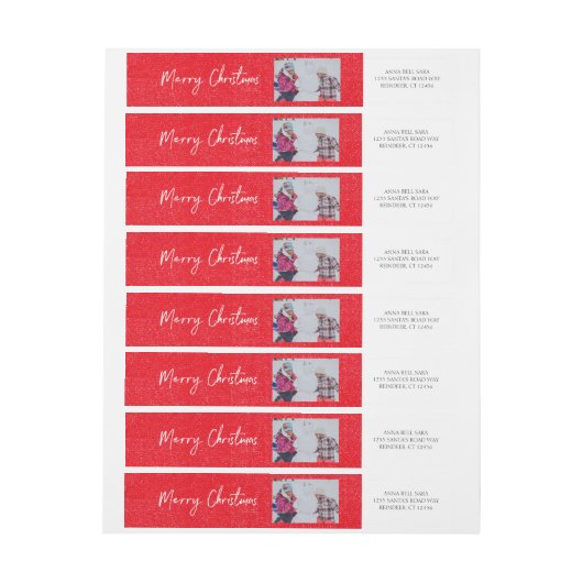 Vrolijk kerstrood en Afbeelding Sneeuwnaam — wit/r (Vel)