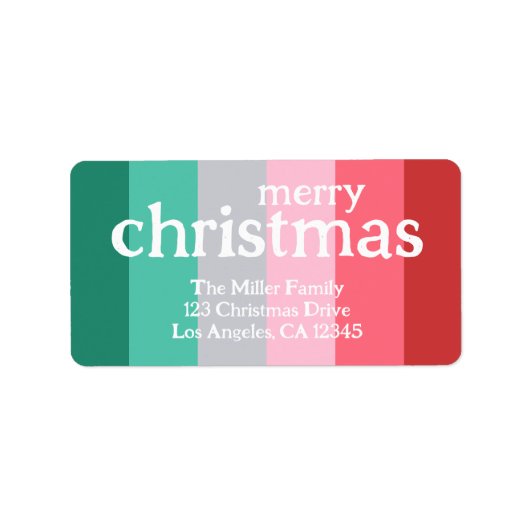 Vrolijk kerstrood en groen etiket (Voorkant)