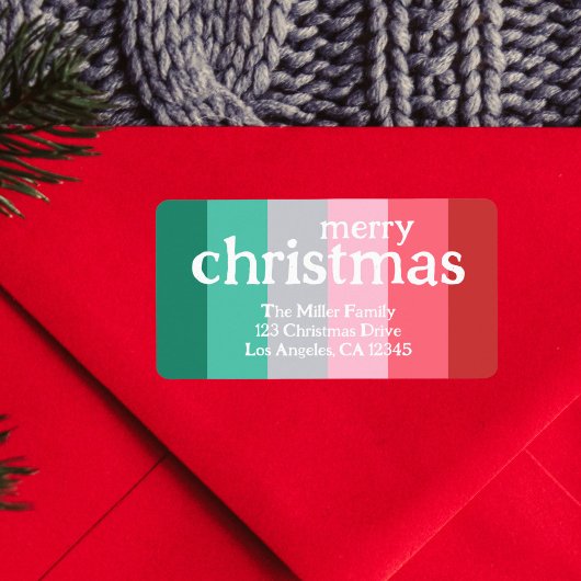 Vrolijk kerstrood en groen etiket