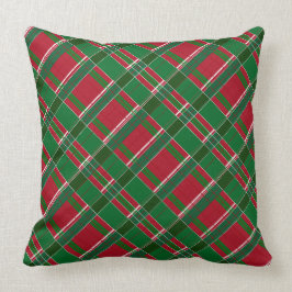 Vrolijk kerstrood en groen geplakt loofd 20x20 kussen