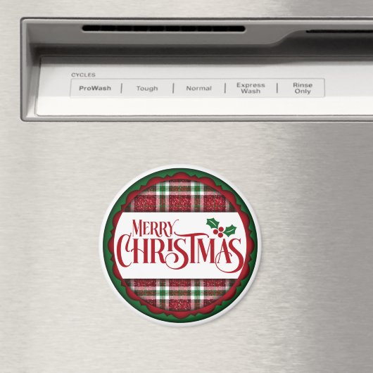 Vrolijk kerstrood en groen geplakt magneet (Insitu (Vaatwasser))