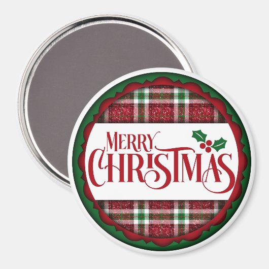 Vrolijk kerstrood en groen geplakt magneet (Voorkant / Achterkant)