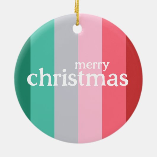 Vrolijk kerstrood en groen keramisch ornament (Achterkant)