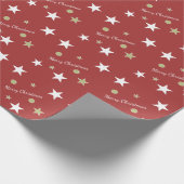 Vrolijk kerstrood en groen met sterren cadeaupapier (Hoek)