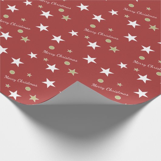 Vrolijk kerstrood en groen met sterren cadeaupapier (Hoek)