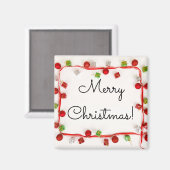 Vrolijk kerstrood en groen Ornament Magneet (Voorkant / Achterkant)