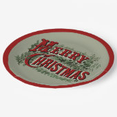 Vrolijk kerstrood en groen papieren bordje (Gekanteld)