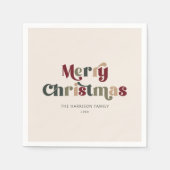 Vrolijk kerstrood en groen Retro Servet (Voorkant)