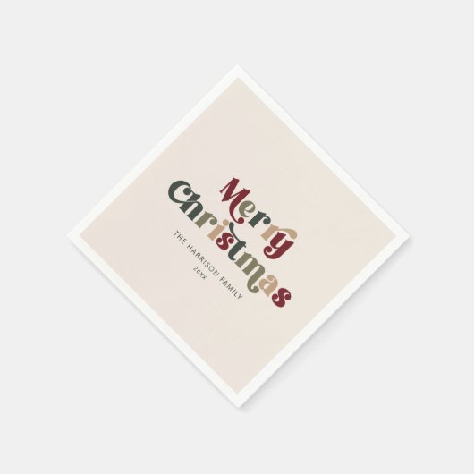 Vrolijk kerstrood en groen Retro Servet (Hoek)