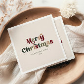 Vrolijk kerstrood en groen Retro Servet