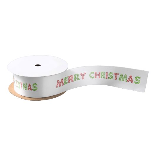 Vrolijk kerstrood en groen Satin Ribbon Satijnen Lint (Spoel)