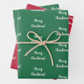 Vrolijk kerstrood en groen script Typografie Inpakpapier Vel (In situ)