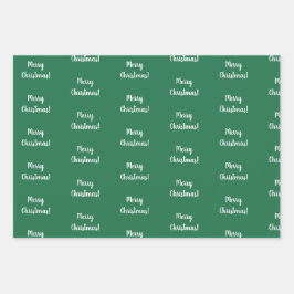 Vrolijk kerstrood en groen script Typografie Inpakpapier Vel