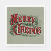 Vrolijk kerstrood en groen servet (Voorkant)