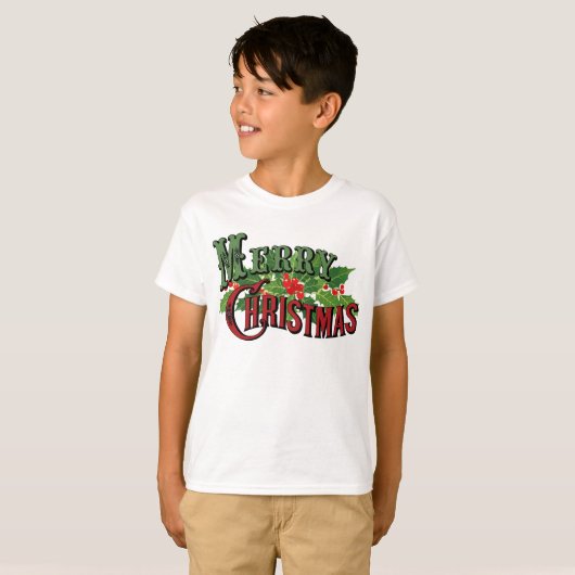 Vrolijk kerstrood en groen t-shirt (Voorkant volledig)