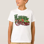 Vrolijk kerstrood en groen t-shirt (Voorkant)