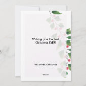 Vrolijk kerstrood en groen Waterverf krans Feestdagenkaart (Achterkant)