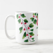 Vrolijk kerstrood en groen Waterverf krans Koffiemok (Links)