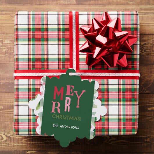 Vrolijk kerstrood en groen Waterverf krans Ornament Kaart (Insitu (Geschenk))