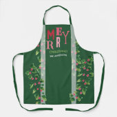 Vrolijk kerstrood en groen Waterverf krans Schort (Voorkant)