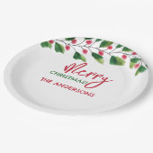 Vrolijk kerstrood en groen Waterverf tak Papieren Bordje (Gekanteld)