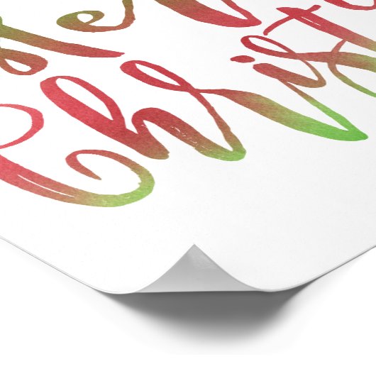 Vrolijk kerstrood en Groene Manusbrieven Poster (Hoek)