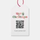 Vrolijk kerstrood en Groene QR-code Cadeaulabel (Voorkant)