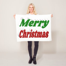 Vrolijk kerstrood en groene typografie fleece deken