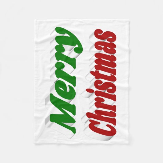 Vrolijk kerstrood en groene typografie fleece deken (Voorkant)