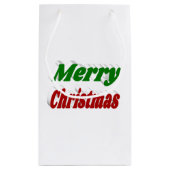 Vrolijk kerstrood en groene typografie klein cadeauzakje (Achterkant)