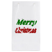 Vrolijk kerstrood en groene typografie klein cadeauzakje (Voorkant)