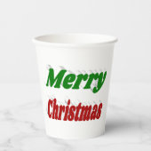 Vrolijk kerstrood en groene typografie papieren bekers (Voorkant)