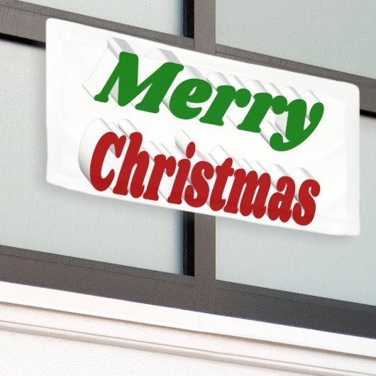 Vrolijk kerstrood en groene typografie spandoek (Buitenkant Gebouw)