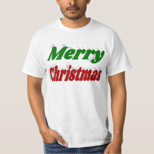 Vrolijk kerstrood en groene typografie t-shirt
