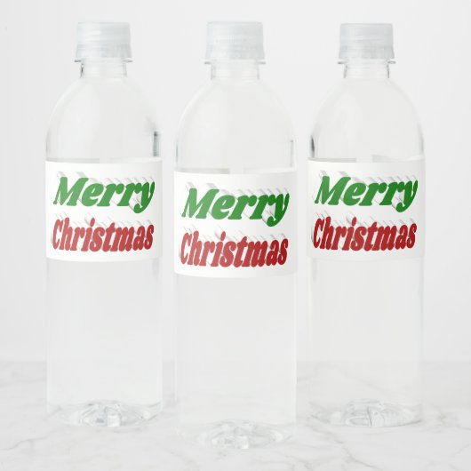 Vrolijk kerstrood en groene typografie waterfles etiket (Flessen)