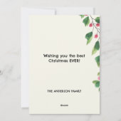 Vrolijk kerstrood en groene Waterverf takken Feestdagenkaart (Achterkant)