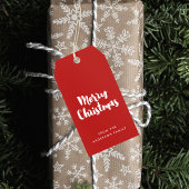 Vrolijk kerstrood en wit modern cadeaulabel