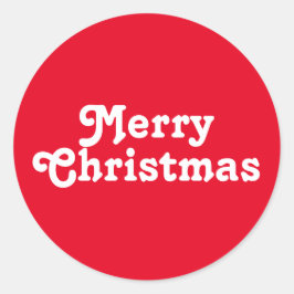Vrolijk kerstrood en wit, modern schattig ronde sticker