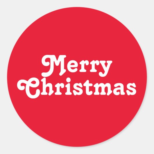 Vrolijk kerstrood en wit, modern schattig ronde sticker (Voorkant)