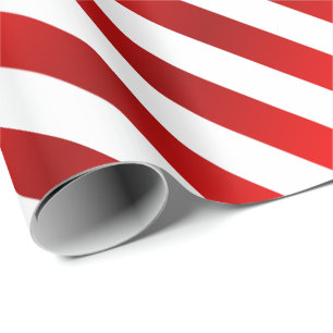Vrolijk kerstrood en wit Snoep Stripes Cadeaupapier