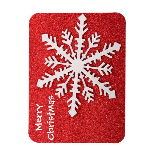 Vrolijk kerstrood en wit Snowflake Modern Magneet (Verticaal)