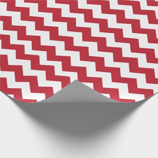 Vrolijk kerstrood en witte Chevron Cadeaupapier (Hoek)