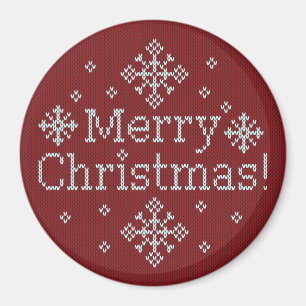 Vrolijk kerstrood en witte feestjes magneet