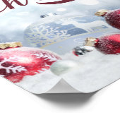 Vrolijk kerstrood en witte Ornamenten met sneeuwvl Poster (Hoek)