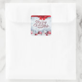 Vrolijk kerstrood en witte Ornamenten Vierkante Sticker (Tas)